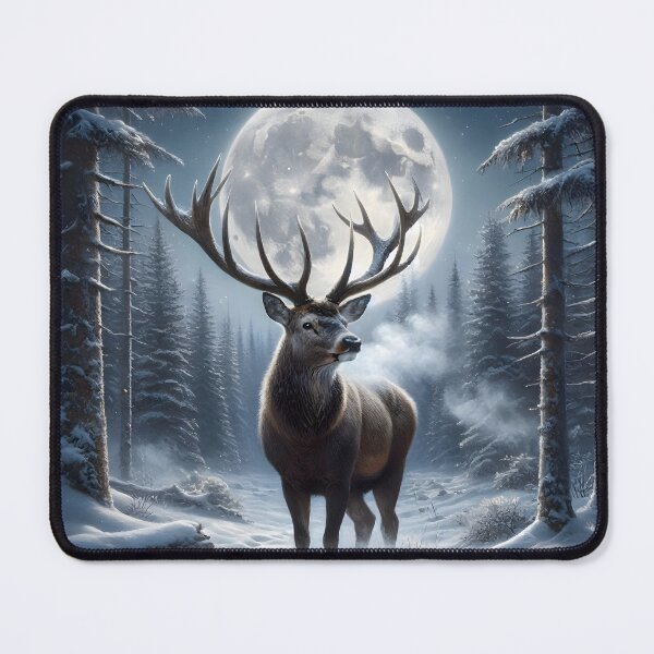 Item preview, Stag in Snowy Forest with Full Moon designed and sold by Sybille-Yates.