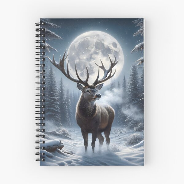 Item preview, Stag in Snowy Forest with Full Moon designed and sold by Sybille-Yates.