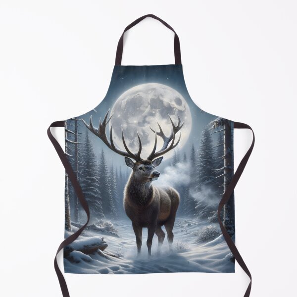 Item preview, Stag in Snowy Forest with Full Moon designed and sold by Sybille-Yates.