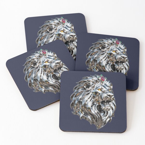 Item preview, Majestic Chrome Lion King - Futuristic Metallic Lion Head with Jewels designed and sold by chicworld2026.