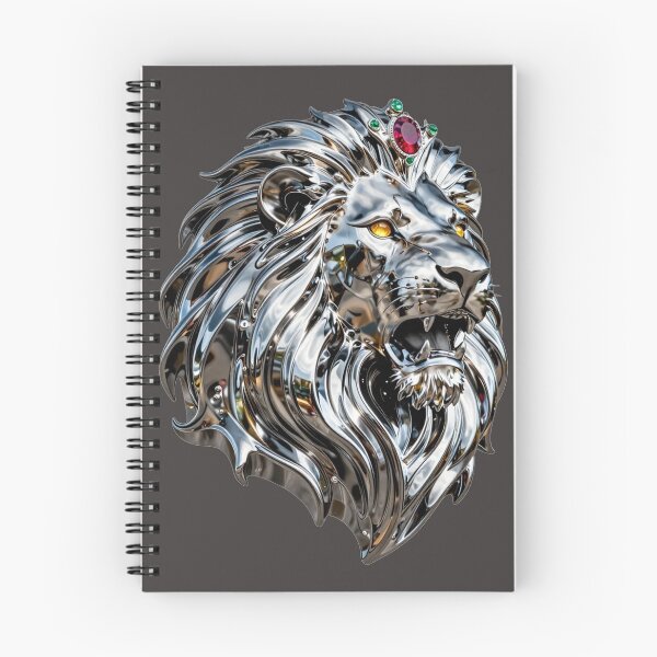 Item preview, Majestic Chrome Lion King - Futuristic Metallic Lion Head with Jewels designed and sold by chicworld2026.