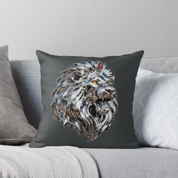 Item preview, Majestic Chrome Lion King - Futuristic Metallic Lion Head with Jewels designed and sold by chicworld2026.