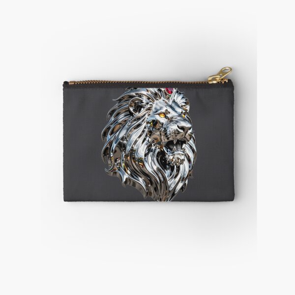 Item preview, Majestic Chrome Lion King - Futuristic Metallic Lion Head with Jewels designed and sold by chicworld2026.