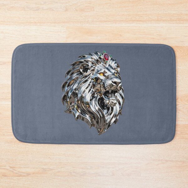 Item preview, Majestic Chrome Lion King - Futuristic Metallic Lion Head with Jewels designed and sold by chicworld2026.