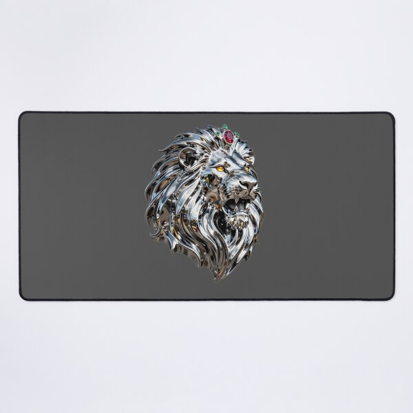 Item preview, Majestic Chrome Lion King - Futuristic Metallic Lion Head with Jewels designed and sold by chicworld2026.
