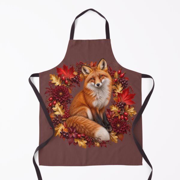 Item preview, Crimson Autumn Fox – Realistic Botanical Woodland Portrait designed and sold by Golden Era Studio.