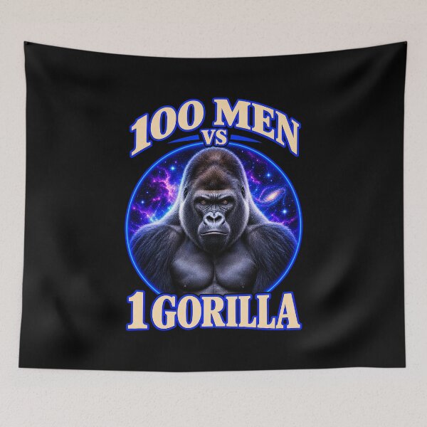 Item preview, 100 Men Vs 1 Gorilla Cosmic Galaxy Viral Meme Graphic designed and sold by Whirx.
