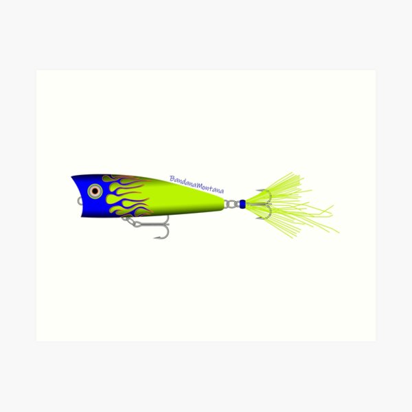 Red Flamed and White Popper Fishing Lure Poster for Sale by