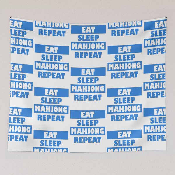 Item preview, Eat Sleep Mahjong Repeat Blue designed and sold by NinniSilver.