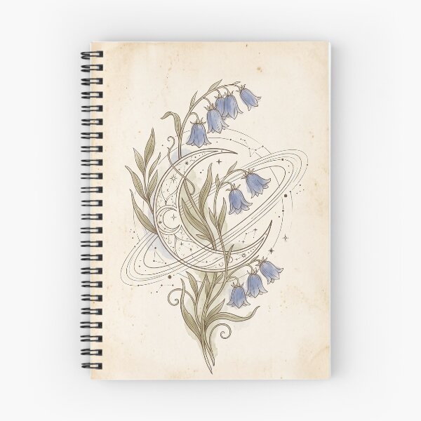 Item preview, Celestial Bluebell and Moon - Vintage Botanical Symbol Notebook designed and sold by MissoStudio.