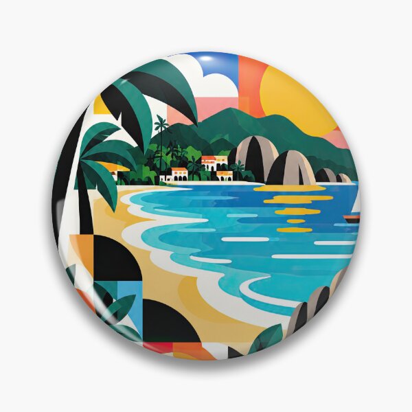 Item preview, Colorful geometric poster illustration of a tropical Seychelles designed and sold by ckybe.