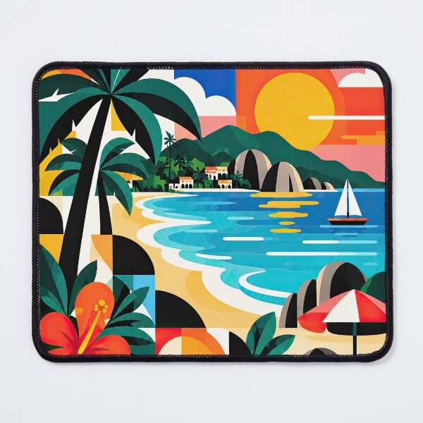 Item preview, Colorful geometric poster illustration of a tropical Seychelles designed and sold by ckybe.