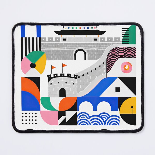 Item preview, Colorful geometric travel poster featuring Suwon, South Korea, designed and sold by ckybe.
