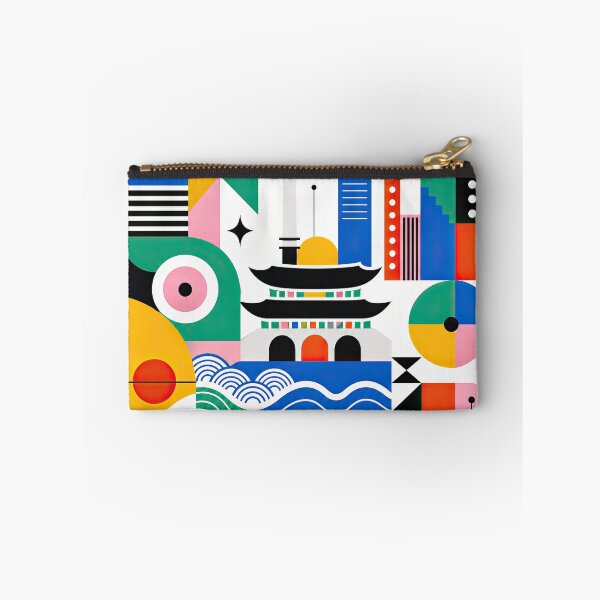 Item preview, Colorful geometric Seoul travel poster featuring iconic city-ins designed and sold by ckybe.