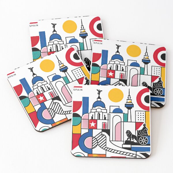 Item preview, Colorful geometric illustration of Madrid landmarks and symbols designed and sold by ckybe.