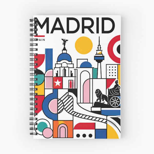 Item preview, Colorful geometric illustration of Madrid landmarks and symbols designed and sold by ckybe.