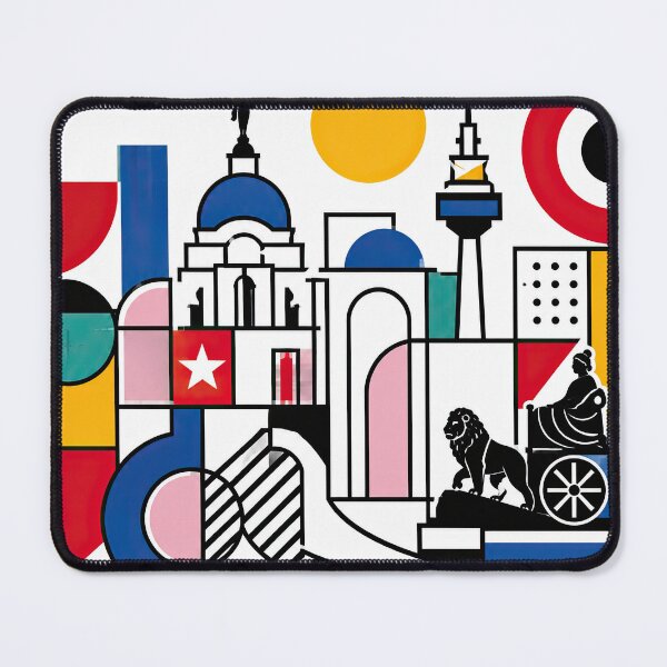 Item preview, Colorful geometric illustration of Madrid landmarks and symbols designed and sold by ckybe.