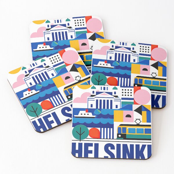 Item preview, Colorful geometric Helsinki Finland travel poster featuring icon designed and sold by ckybe.