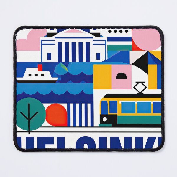 Item preview, Colorful geometric Helsinki Finland travel poster featuring icon designed and sold by ckybe.