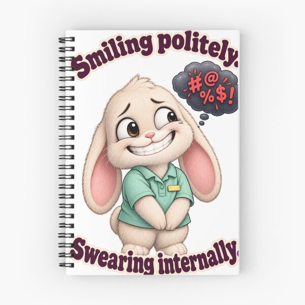 Item preview, Smiling Politely, Swearing Internally - Funny Customer Service Bunny designed and sold by ManxCatAndy.