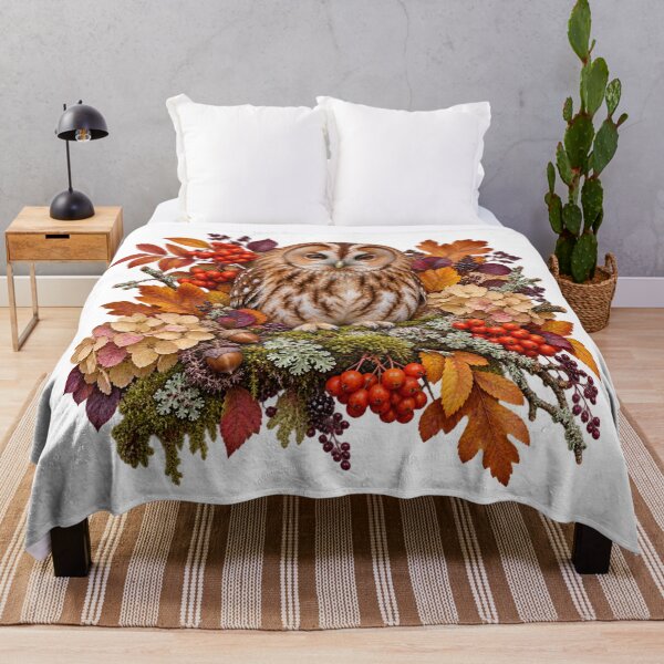 Item preview, Harvest Owl – Realistic Autumn Botanical Portrait designed and sold by Golden Era Studio.