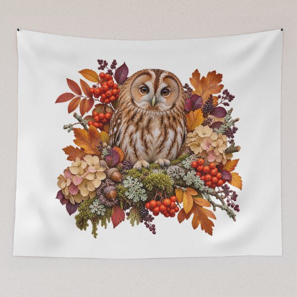 Item preview, Harvest Owl – Realistic Autumn Botanical Portrait designed and sold by Golden Era Studio.