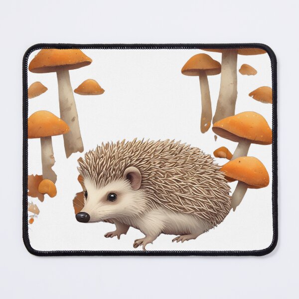 Item preview, Hedgehog with Mushrooms Painted Art designed and sold by ChromaLens.