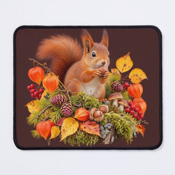 Item preview, Forest Harvest Squirrel – Colorful Autumn Woodland Art designed and sold by Golden Era Studio.