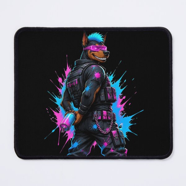 Item preview, Cyberpunk Doberman Graffiti Artist Neon Pink Goth Hip-Hop designed and sold by LazyDayzCo.