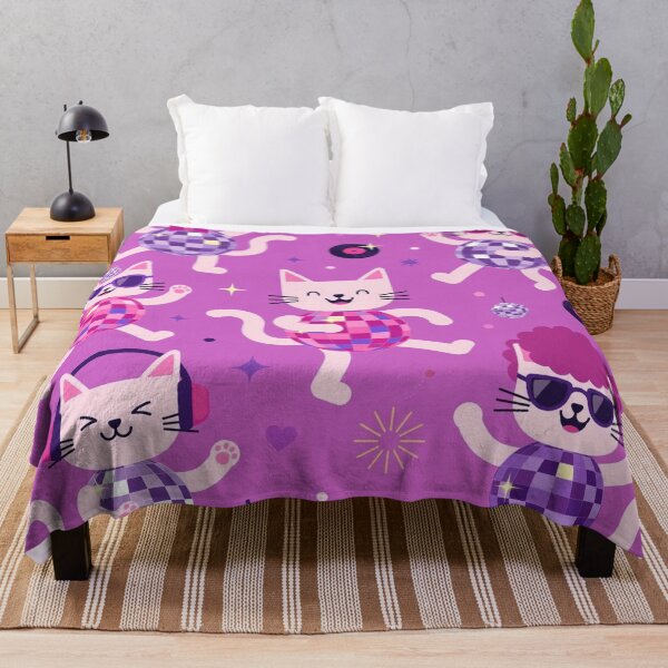 Item preview, Disco Ball Cats Throw Blanket Pattern - Funny Retro Party designed and sold by avyraofficial.
