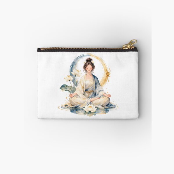 Item preview, Serene Lotus Meditation – Woman in Blue and Gold designed and sold by ZYVARENNE.
