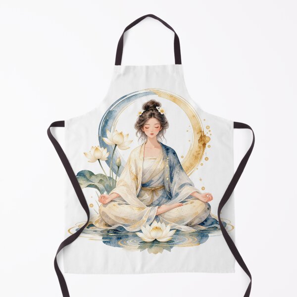 Item preview, Serene Lotus Meditation – Woman in Blue and Gold designed and sold by ZYVARENNE.