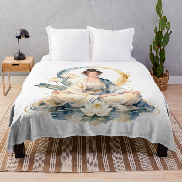 Item preview, Serene Lotus Meditation – Woman in Blue and Gold designed and sold by ZYVARENNE.