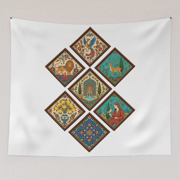 Item preview, Persian Miniature Art Collection – Traditional Floral & Wildlife Panels designed and sold by aliyehc.