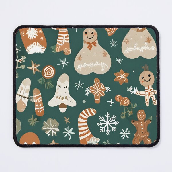 Item preview, Gingerbread Men and Snowflakes on Forest Green designed and sold by ChromaLens.