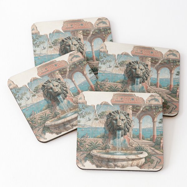 Item preview, The Lion's Fountain: Pompeian Wall Fragment - Ancient Roman Fresco designed and sold by codex antique.