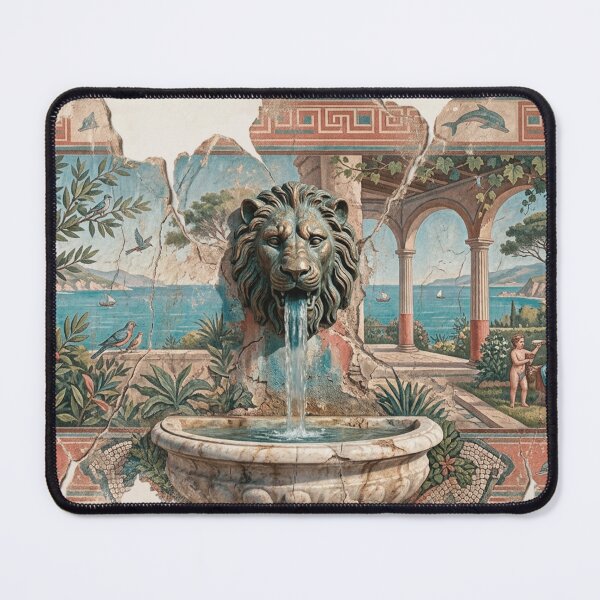 Item preview, The Lion's Fountain: Pompeian Wall Fragment - Ancient Roman Fresco designed and sold by codex antique.