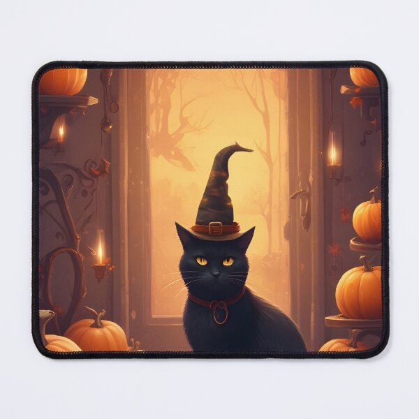 Item preview, Black Cat in Witch Hat Painted Art designed and sold by ChromaLens.