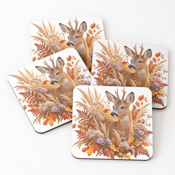 Item preview, Golden Meadow Deer – Realistic Autumn Wildflower Portrait designed and sold by Golden Era Studio.
