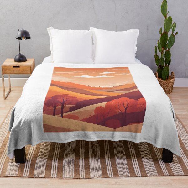Item preview, Autumn Hills with Morning Fog Retro Flat Art designed and sold by ChromaLens.