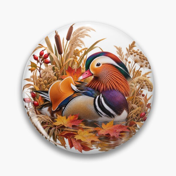 Item preview, Mandarin Duck in Autumn Reeds – Colorful Wetland Wildlife designed and sold by Golden Era Studio.