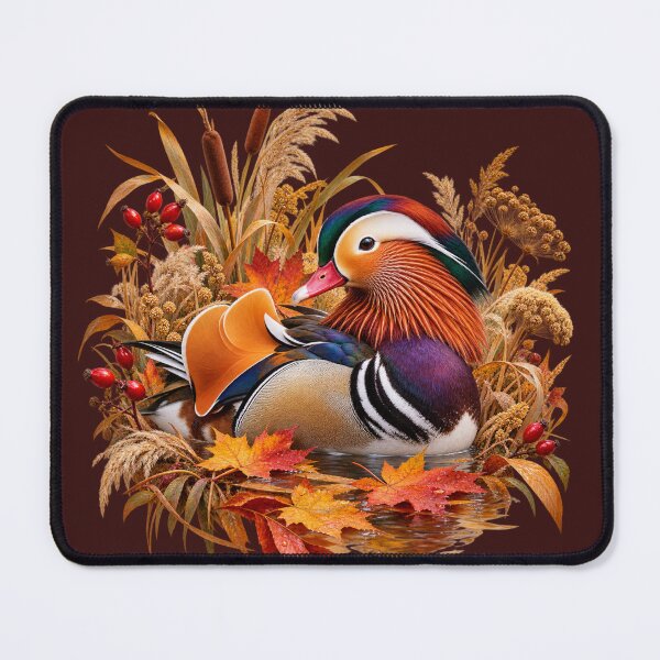 Item preview, Mandarin Duck in Autumn Reeds – Colorful Wetland Wildlife designed and sold by Golden Era Studio.