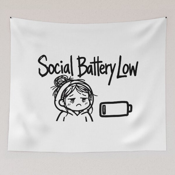 Item preview, Social Battery Low Funny Introvert Battery Meme designed and sold by TRIION.