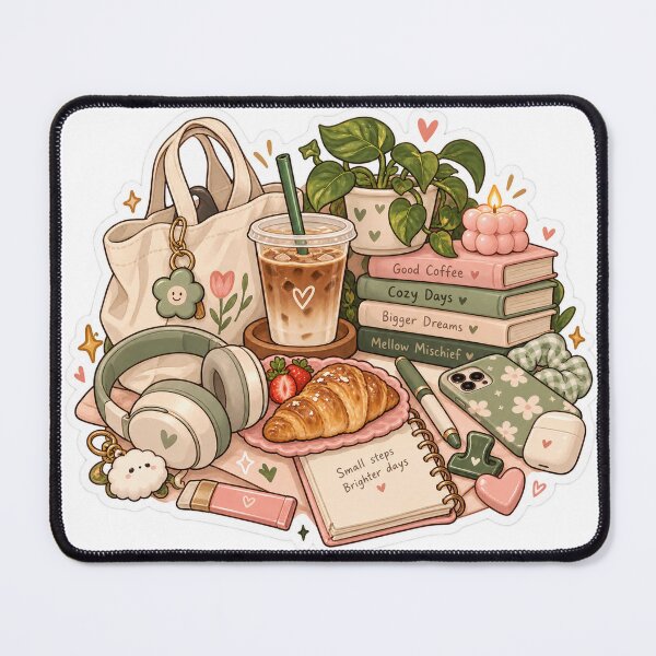 Item preview, Cozy Coffee Desk – Cute Cozy Lifestyle Sticker designed and sold by Mellow mischief.