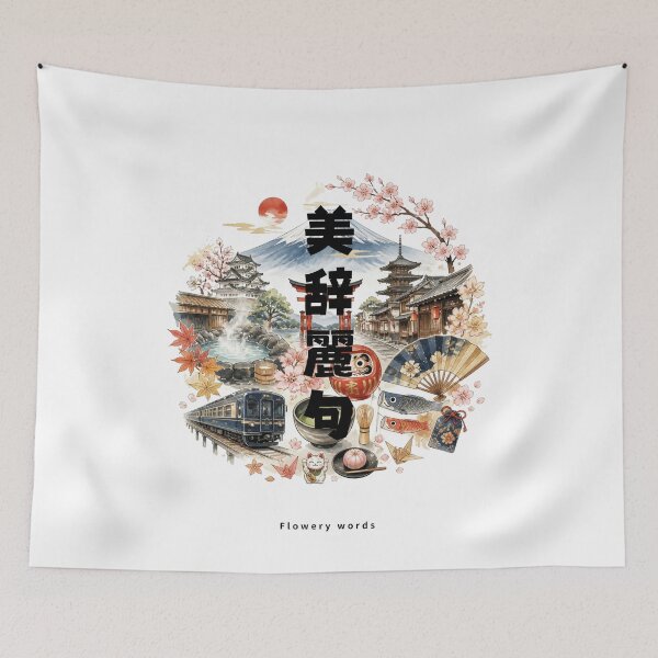 Item preview, Bijireiku - Flowery Words | Japan Travel Memories Collage | Japanese Design designed and sold by JapanMemoir.