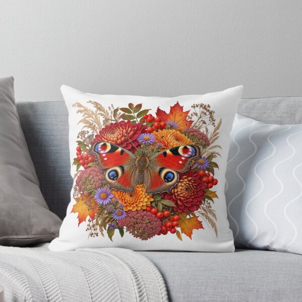 Item preview, Autumn Peacock Butterfly – Jewel Tone Floral Botanical Art designed and sold by Golden Era Studio.