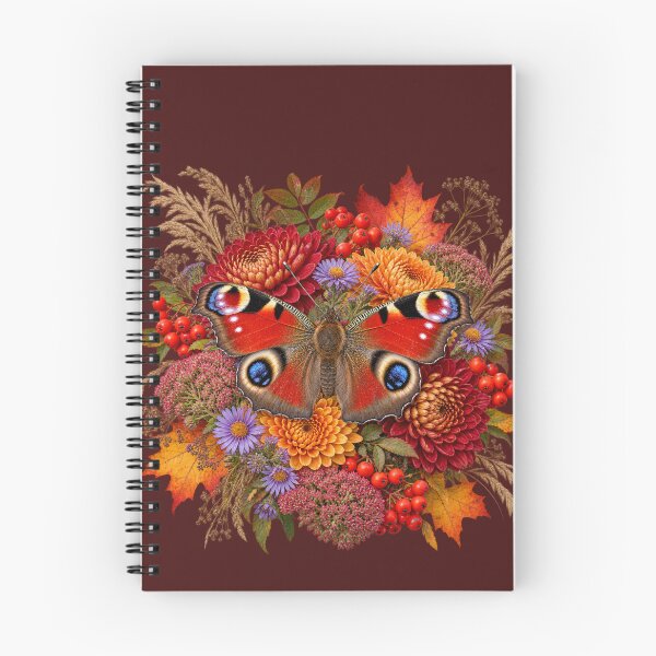 Item preview, Autumn Peacock Butterfly – Jewel Tone Floral Botanical Art designed and sold by Golden Era Studio.