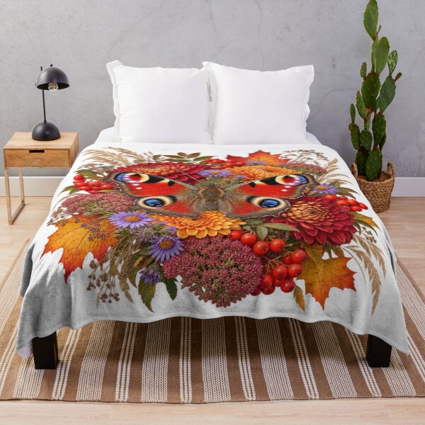 Item preview, Autumn Peacock Butterfly – Jewel Tone Floral Botanical Art designed and sold by Golden Era Studio.