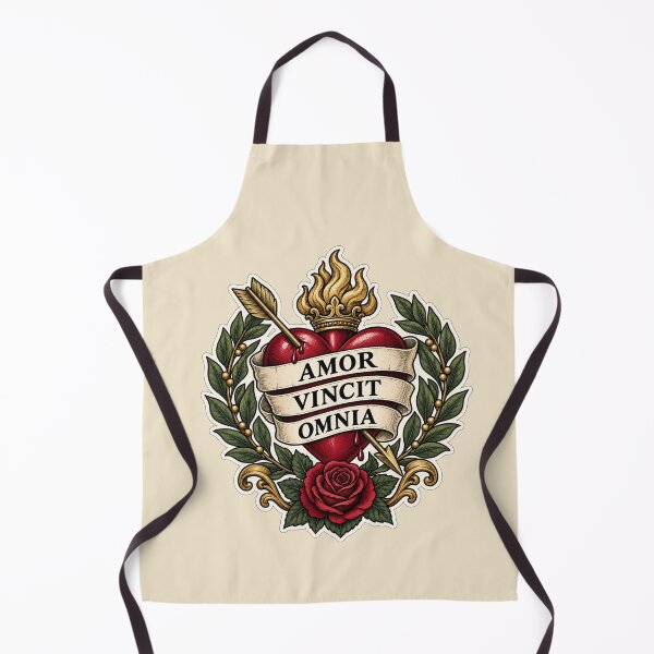 Item preview, Amor Vincit Omnia Sacred Heart Latin Tattoo Design designed and sold by MetaModel Editions.