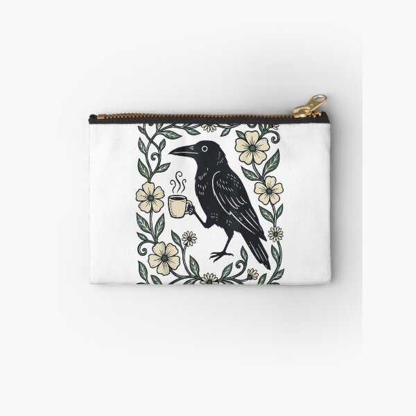 Item preview, Gothic Raven Holding Coffee Among Wildflowers designed and sold by NoeValdric.